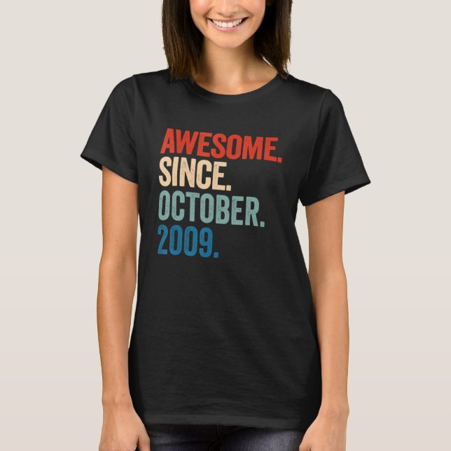 Camiseta Awesome Since October 2009 13th Birthday Gift 13 Y (Anverso)