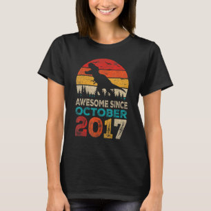 Camiseta Awesome Since October 2017 5th Birthday Boy Dinosa