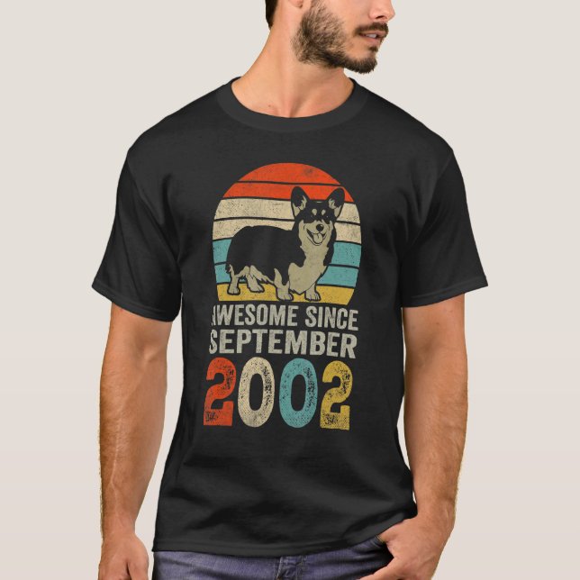 Camiseta Awesome Since September 2002 20th Birthday  Dog (Anverso)