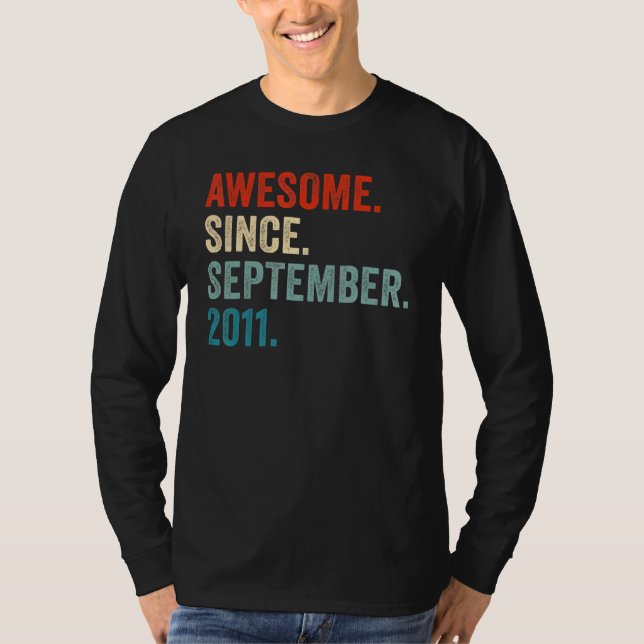 Camiseta Awesome Since September 2011 11th Birthday 11 Year (Anverso)