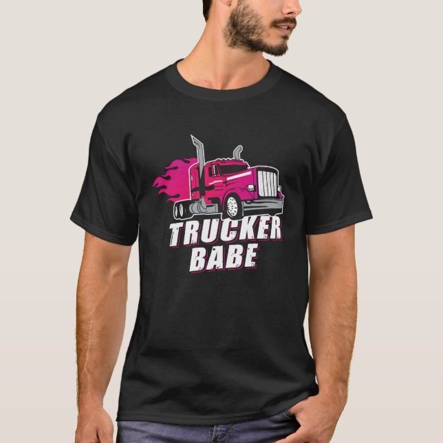 Camiseta Awesome Trucker Babe Trailer Truck Driver Women Gi (Anverso)