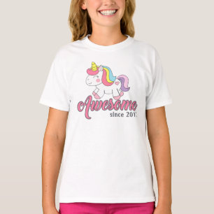 Camiseta Awesome unicornio arco iris rosa lindo personaliza