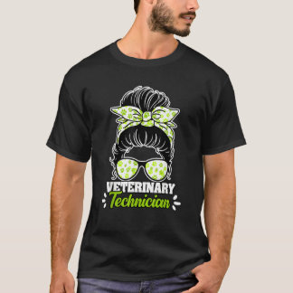 Camiseta Awesome Veterinary Technician Messy Bun For A Vet 