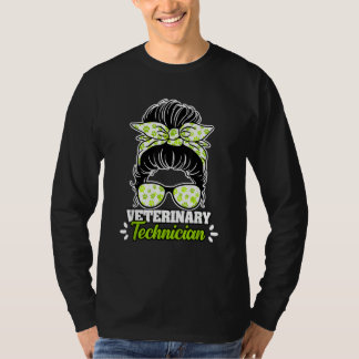 Camiseta Awesome Veterinary Technician Messy Bun For A Vet 