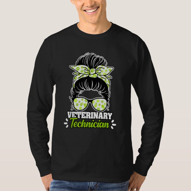 Camiseta Awesome Veterinary Technician Messy Bun For A Vet  (Anverso)