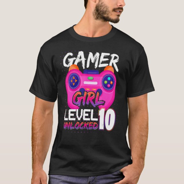 Camiseta Awesome Video Games Controller Level 10 Unlocked G (Anverso)