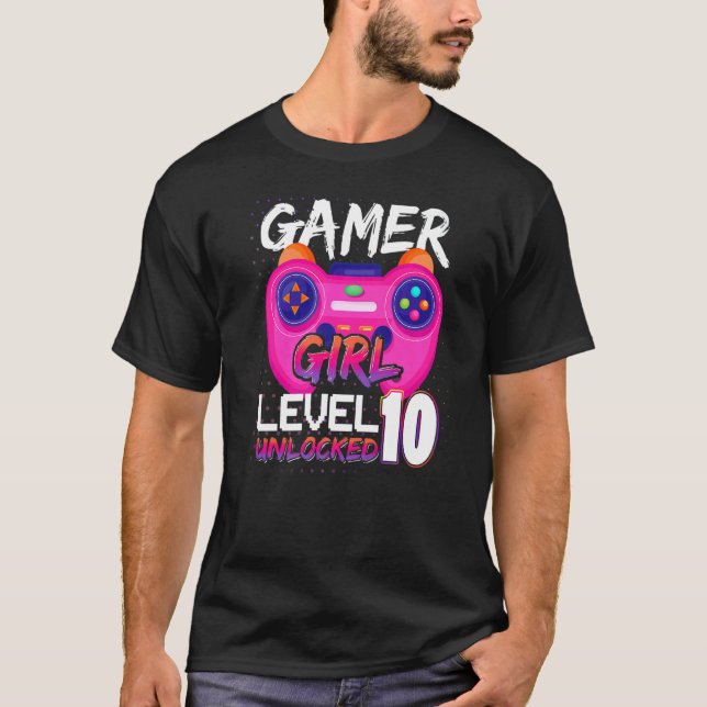 Camiseta Awesome Video Games Controller Level 10 Unlocked G (Anverso)