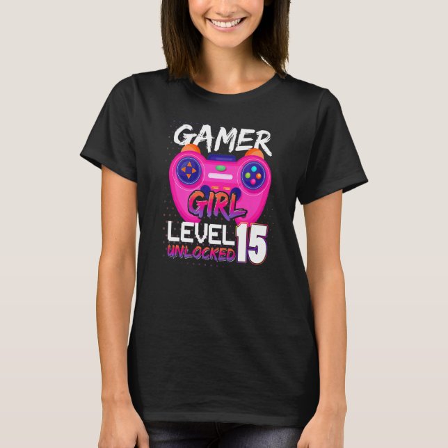 Camiseta Awesome Video Games Controller Level 15 Unlocked G (Anverso)