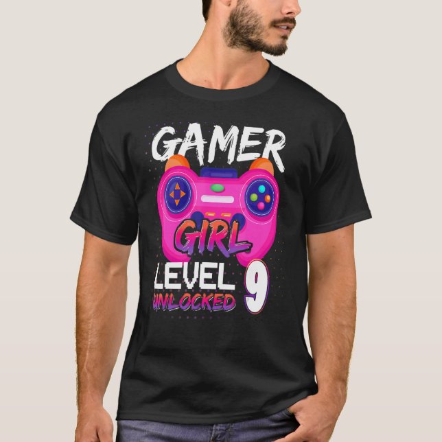 Camiseta Awesome Video Games Controller Level 9 Unlocked Ga (Anverso)