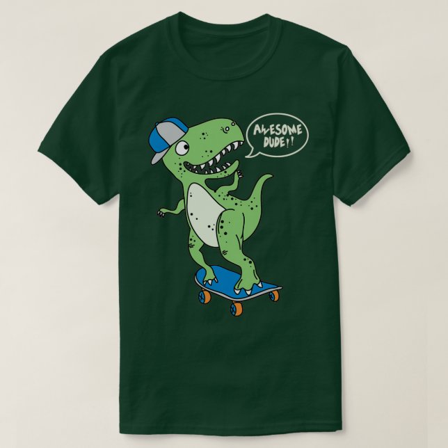 Camiseta Awesomem Skateboarding Dino Dude (Diseño del anverso)