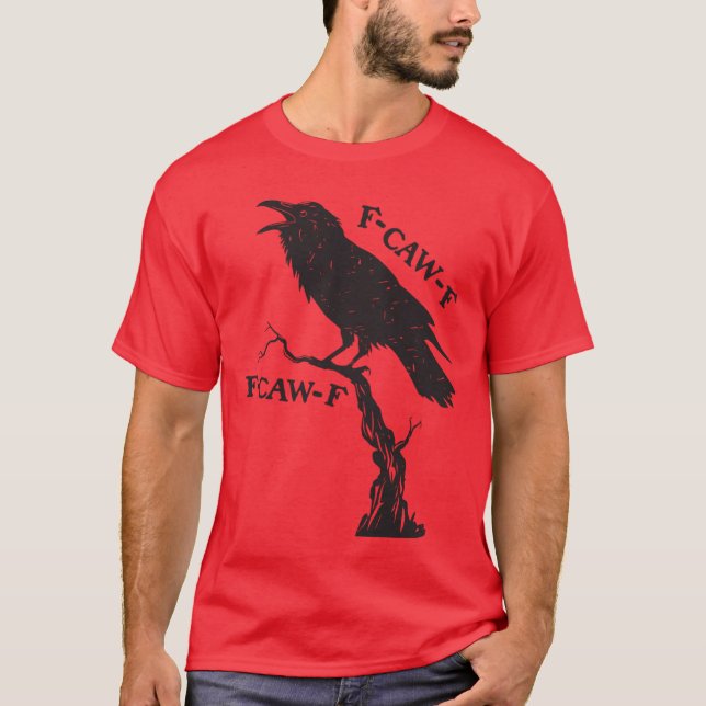 Camiseta awF Black Crow Pun Funny Bird Cawing Grunge Long S (Anverso)