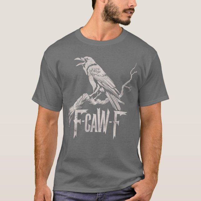 Camiseta awF Black Crow Pun Funny Bird Cawing Grunge Long S (Anverso)