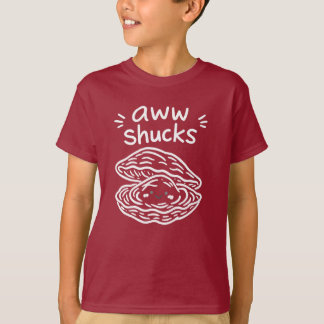 Camiseta Aww Shucks Ostra Dibujada a Mano Arte de Línea Bla