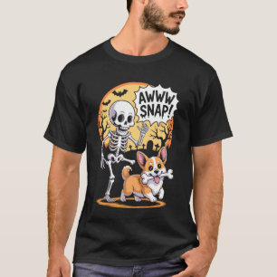 Camiseta Awww Snap divertido esqueleto perro Corgi espeluzn