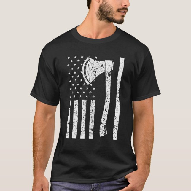 Camiseta Ax Arrojando Orgulloso Diseño de Grunge de Bandera (Anverso)