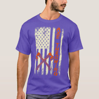 Camiseta Ax lanzando bandera estadounidense tirando aejes