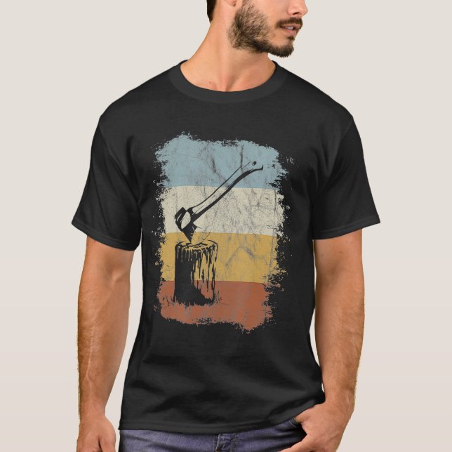 Camiseta Ax Lumberjack retro de corte de madera  (Anverso)
