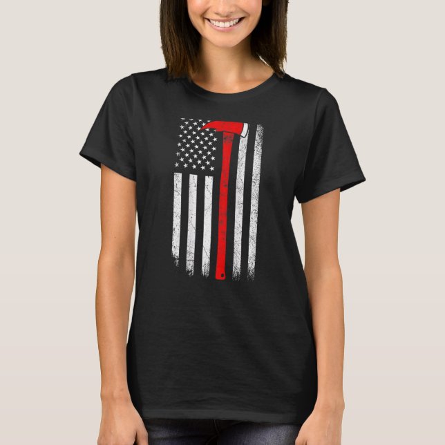 Camiseta Ax Thin Red Line Firefighter Support (Anverso)