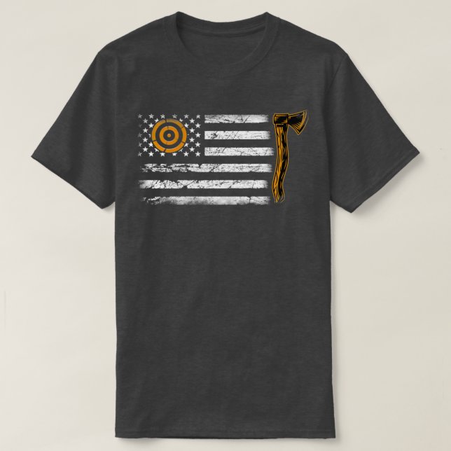 Camiseta Ax Thrower Gira La Bandera Estadounidense Hatchet  (Diseño del anverso)