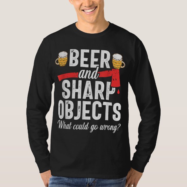 Camiseta Ax Tirowing Dad Funny Beer Hatchet Lumberjack Hob (Anverso)