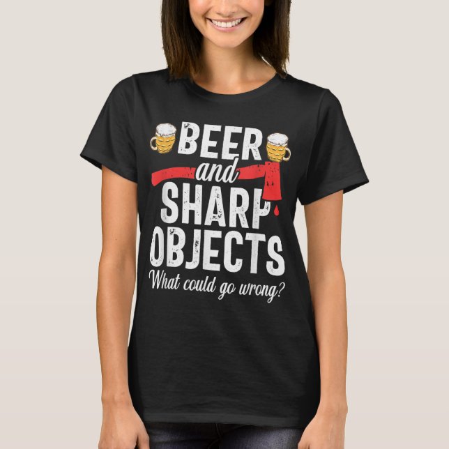 Camiseta Ax Tirowing Dad Funny Beer Hatchet Lumberjack Hob (Anverso)