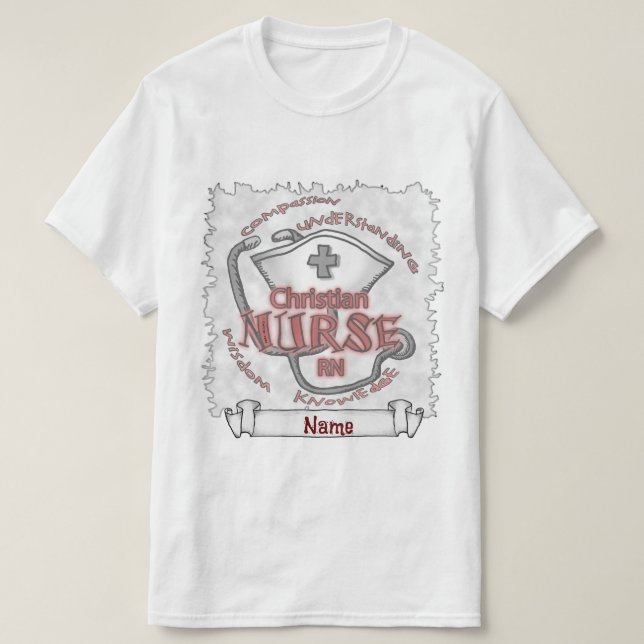 Camiseta axioma de enfermería cristiana (Diseño del anverso)