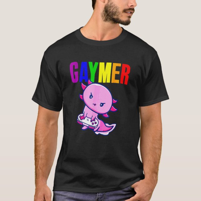 Camiseta Axolo juego de video Lgbtq Lgbtq con bandera del O (Anverso)