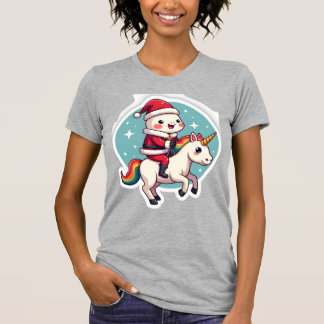 Camiseta Axolote Unicornio Kawaii Navidad Santa Feliz Navid