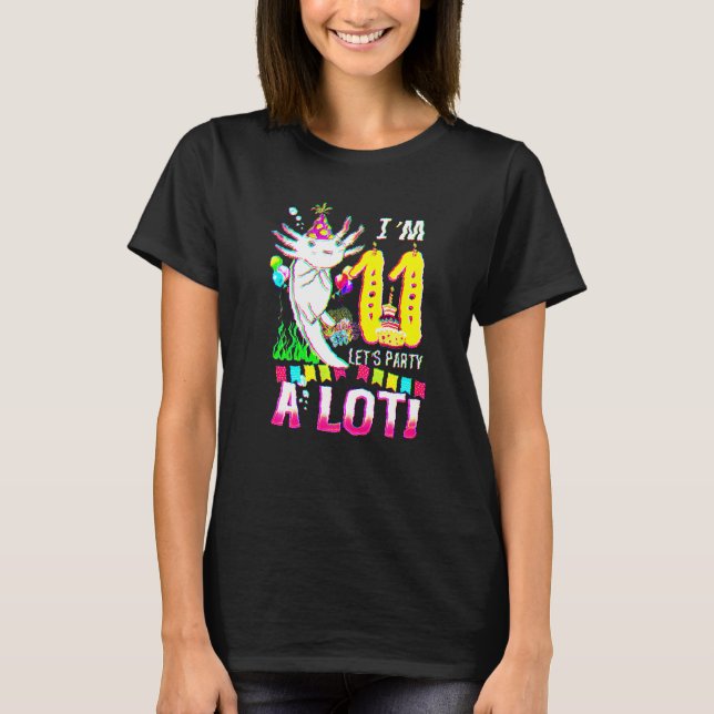 Camiseta Axolotl, 11 años, Chica de la fiesta de cumpleaños (Anverso)