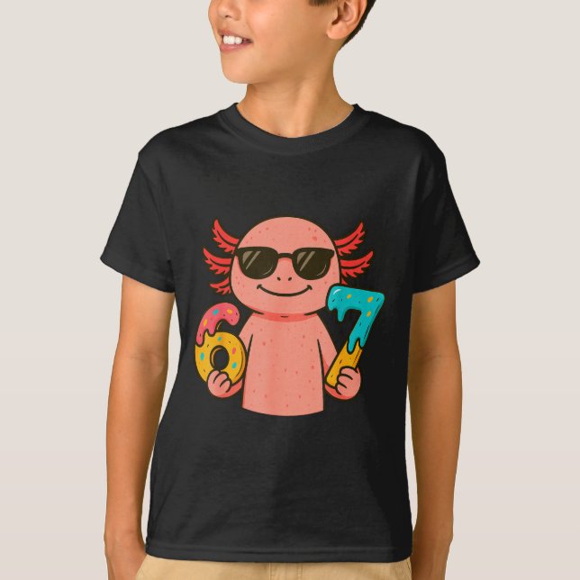 Camiseta Axolotl 67 Meme Six Seven Funny Ice Cream Drip  (Anverso)
