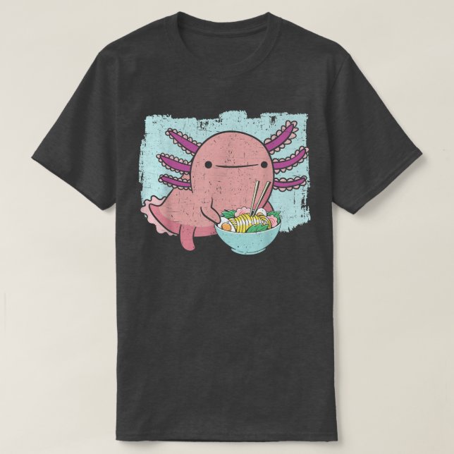 Camiseta Axolotl Anfibio Ramen come fideos japoneses (Diseño del anverso)