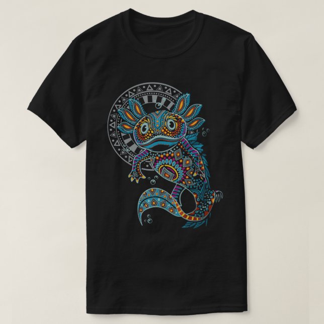 Camiseta Axolotl Art Aztec México T-Shirt mexicano (Diseño del anverso)