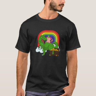 Camiseta Axolotl As Leprechaun Riding T Rex   St Patrones D