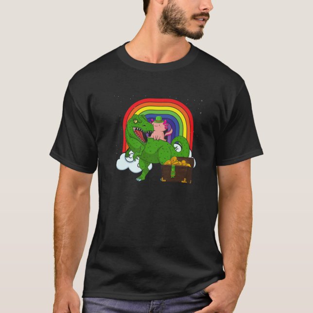 Camiseta Axolotl As Leprechaun Riding T Rex | St Patrones D (Anverso)