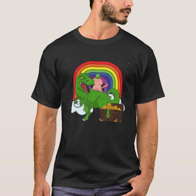 Camiseta Axolotl As Leprechaun Riding T Rex | St Patrones D (Anverso)