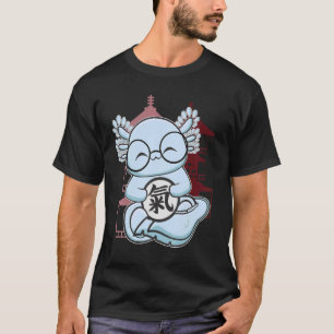 Camiseta Axolotl Azul Con Espíritu Kanji Y Cultura Japonesa