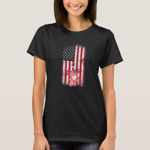 Camiseta Axolotl Bandera Americana Niños Chicas Hombres Cua