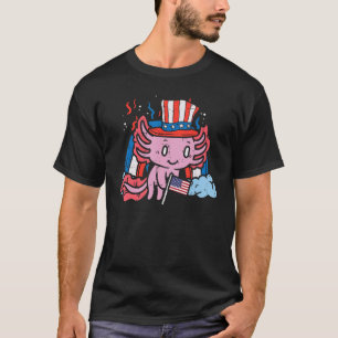 Camiseta Axolotl Bandera De Los Ee.Uu. Capa De Sombrero Cut