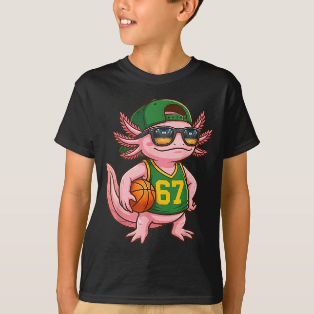 Camiseta Axolotl Basketball 67 Gen Alpha Slang Srts Men Boy (Anverso)