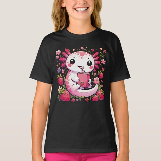 Camiseta Axolotl Bebe Fresa Japonesa (Anverso)