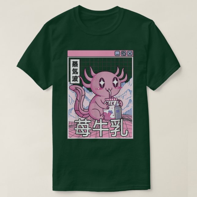 Camiseta Axolotl Bebe Fresa Leche Japón Otaku Anime (Diseño del anverso)
