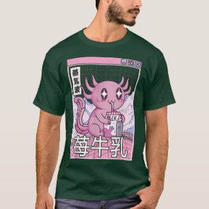 Camiseta Axolotl Bebe Fresa Leche Japón Otaku Anime