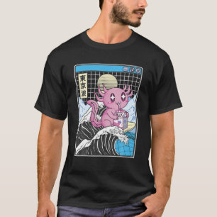 Camiseta Axolotl Beber Fresa Leche Kanagawa Ola 80S