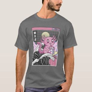 Camiseta Axolotl Beber Fresa Leche Kanagawa Ola 80S