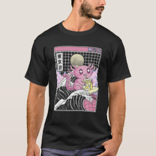 Camiseta Axolotl Beber Leche de plátano Kanagawa Wave Anime