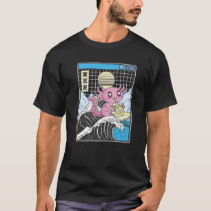 Camiseta Axolotl Beber Leche de plátano Kanagawa Wave Anime