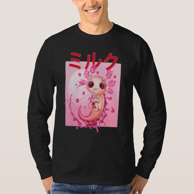 Camiseta Axolotl Bebida Fresa Leche Rosa Plush Salama (Anverso)