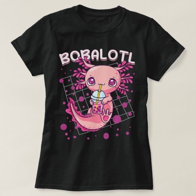 Camiseta Axolotl Boba Tea Bubble Tea Kawaii Anime Japonés (Diseño del anverso)