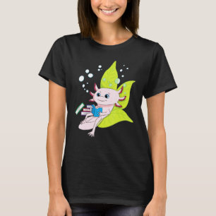 Camiseta Axolotl Bookworm Chicas Boys libro leyendo Axolotl