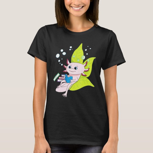 Camiseta Axolotl Bookworm Chicas Boys libro leyendo Axolotl (Anverso)